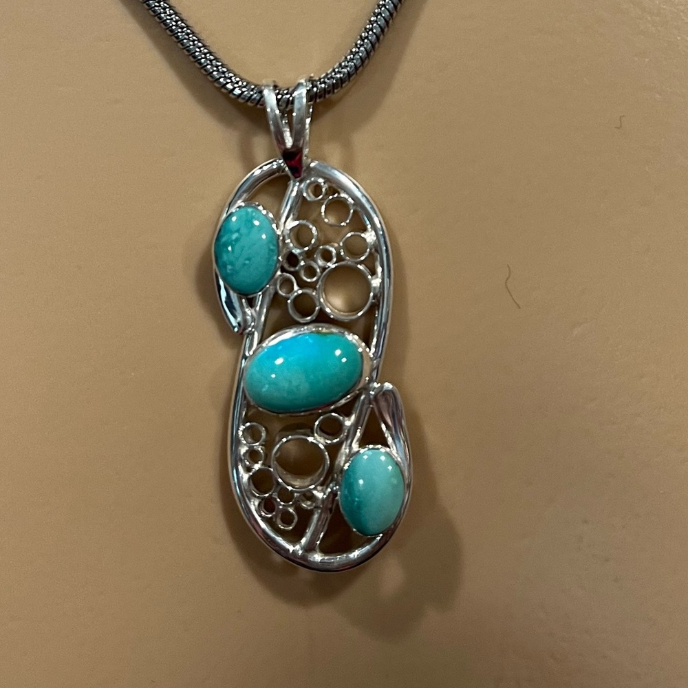 NWT Sterling Turquoise Designer Pendant